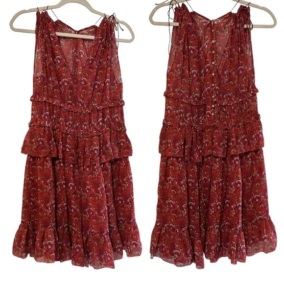 Ulla Johnson Noelle Silk Dress in Ruby - Picture 4 of 10